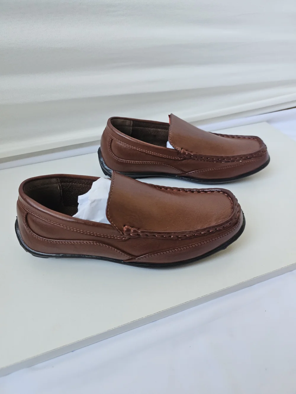 Deer Stags Kids Booster Slip-On Loafers - Dark Luggage Brown, Size 4M - Picture 1 of 16